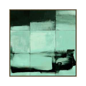 Prints Paintings: Blockscape in Jade Abstract Textured Painting 120x120cm