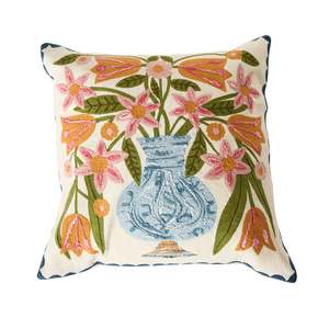Indoor Cushions: Stitch Vase Bouquet Embroidered Cushion