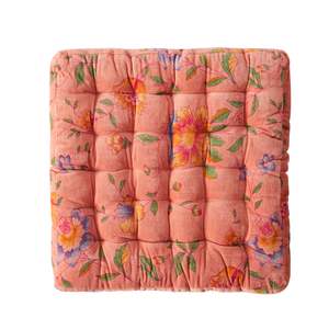 Indoor Cushions: Samy Cotton Velvet Vintage Rose Seat Cushion