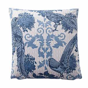 Indoor Cushions: Vintage Reverse Birds/Striped Velvet Cushion 50x50cm