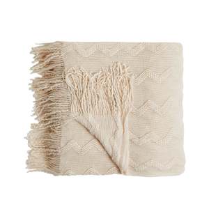 Blankets Throws: Tully Chevron Throw Cream 130x170cm