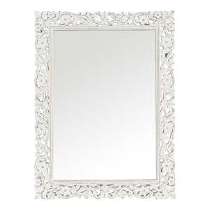 Wall Mirrors: Frieze Hand Carved White Mirror 120x90cm