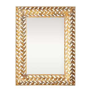 Wall Mirrors: Leaf Rectangle Gold Mirror 120x90cm