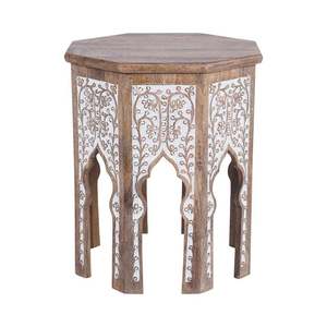Side Tables: Frieze Wooden Carved Stool / Side Table 50x45x45cm