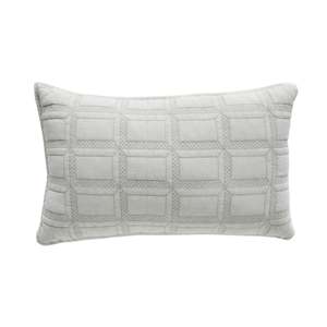 Clearance: Asher Soft Washed Voile Quilted Cushion Soft Grey 35x55cm