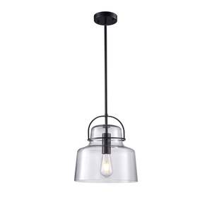 Pendants: Teresa Glass Pendant Matt Black 30x51cm