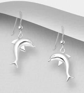 Earrings: Dolphin Hook Earrings in Sterling Silver