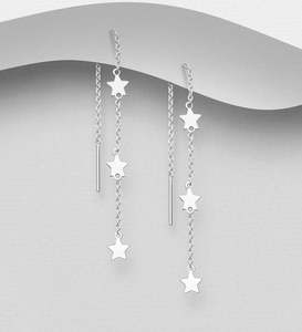 Star Threader Earrings in Sterling Silver