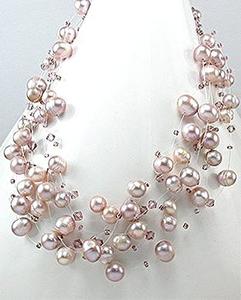 Pearls: Cascading Pearl Necklace in Pink & Plum