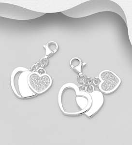 Charms: Sterling Silver Triple Hearts Charm