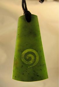 Greenstone: Greenstone Pendant with carved Koru
