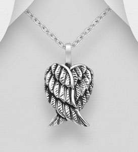 Crossed Angel Wing Pendant in Sterling Silver