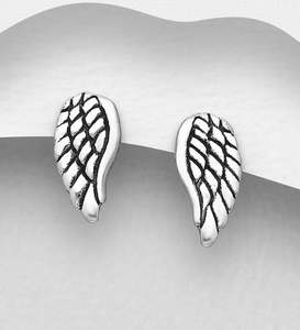 Feathers: Angel Wings Stud Earrings in Sterling Silver