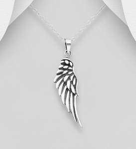 Feathers: Single Angel Wing Pendant in Sterling Silver