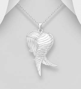Angel Wings Heart Locket with two hinges & Chain