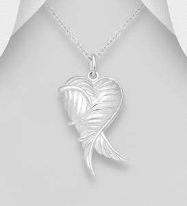 Feathers: Angel Wings Heart Locket with one hinge & Chain