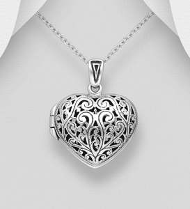 Lockets: Filigree Heart Locket & Chain