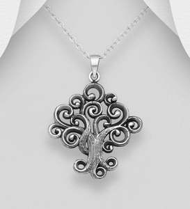 Tree Of Life: Tree of Life Pendant in Sterling Silver with antique finish