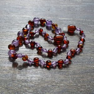 Products: Amethyst & Cognac Amber Necklace - Earthsynergy webstore