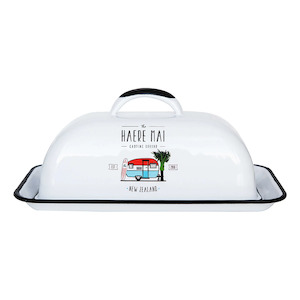 Moana Road: Moana Rd Haere Mai Enamel Butter Dish - White