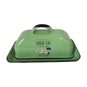 Moana Rd Haere Mai Enamel Butter Dish - Mint