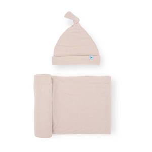 Little Unicorn Stretch Knit Hat and Swaddle Set - Soft Blush