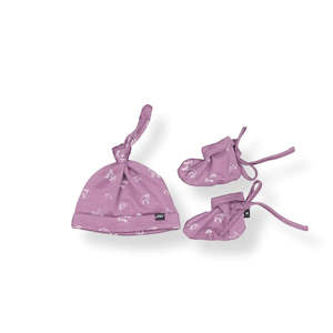LFOH Knotted Beanie and Bootie Set - Mauve Animal