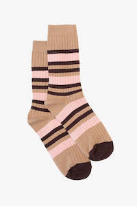 Antler: Antler Blush and Taupe Stripe Sock