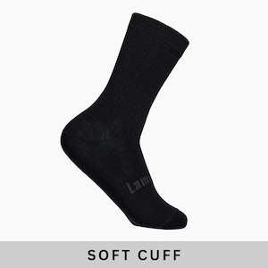 Lamington: Lamington Merino Soft Cuff Crew Socks - Man - Black