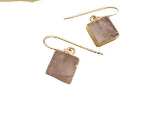 Twigg Alta Square Rose Quartz Earrings