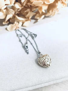 Twigg Filigree Heart Necklace - Silver