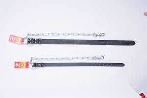 Leather Drovers Collar with Top Dee and Chain 25mm x 570mm