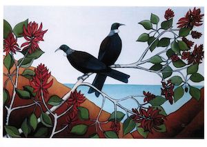 Clare Reilly - Tui In The Flame Tree 1 - Card