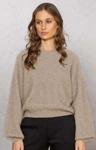 Noble Wilde: Noble Wilde Possum Merino Bellow Sleeve Jersey - Oyster