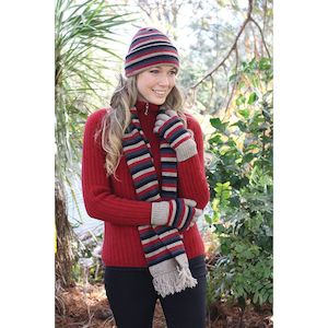 Lothlorian Possum Merino Multi Striped Scarf