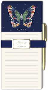 Lady Jayne - Butterfly - Magnetic List Pad With Pen