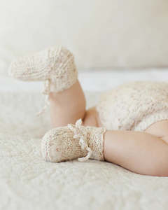 Little People: Quincy Mae - Knit Booties - Natural Confetti