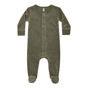 Little People: Quincy Mae - Velour Hidden Snap Footie
