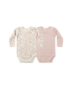 Kids Clothing: Quincy Mae - Jersey Bodysuit - 2 Pack - French Garden - Rose Stripe