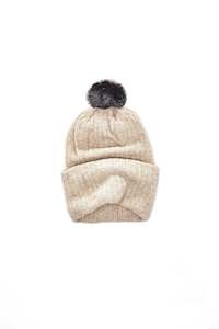 Kids Accessories: Childs Possum Pom Pom Beanie - Natural