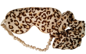 Bathroom Decor: Bluhen - Leopard Print Satin Eyemask and Scrunchie
