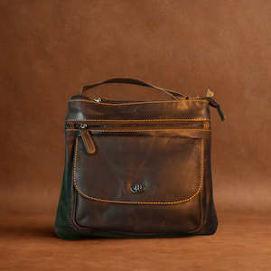 Crossbody: Greenwood Rotorua Leather Shoulder Bag - Brown