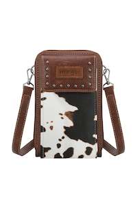 Crossbody: Wrangler Cow Print Phone Wallet Bag