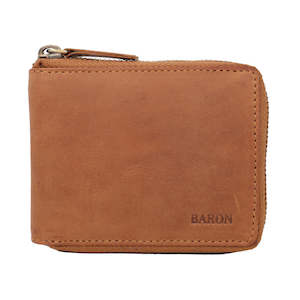 Baron Leather Zip Around Wallet - Tan