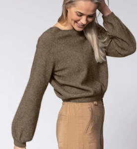 Noble Wilde Possum Merino Bellow Sleeve Jersey - Latte