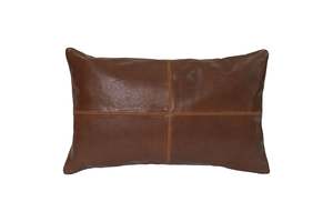 Havana Leather Cushion - Cognac