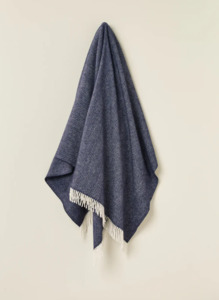 Pure New Zealand Wool Throw Herringbone Collection - Navy