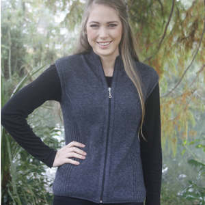 Sale: Lothlorian Possum Merino Zip Vest with Rib Detail