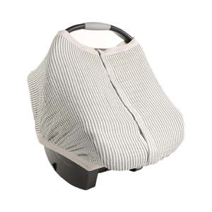 Little Unicorn: Little Unicorn - Muslin Car Seat Canopy V2 - Grey Stripe