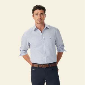 RMW Brunswick Twill Check Shirt - White Blue